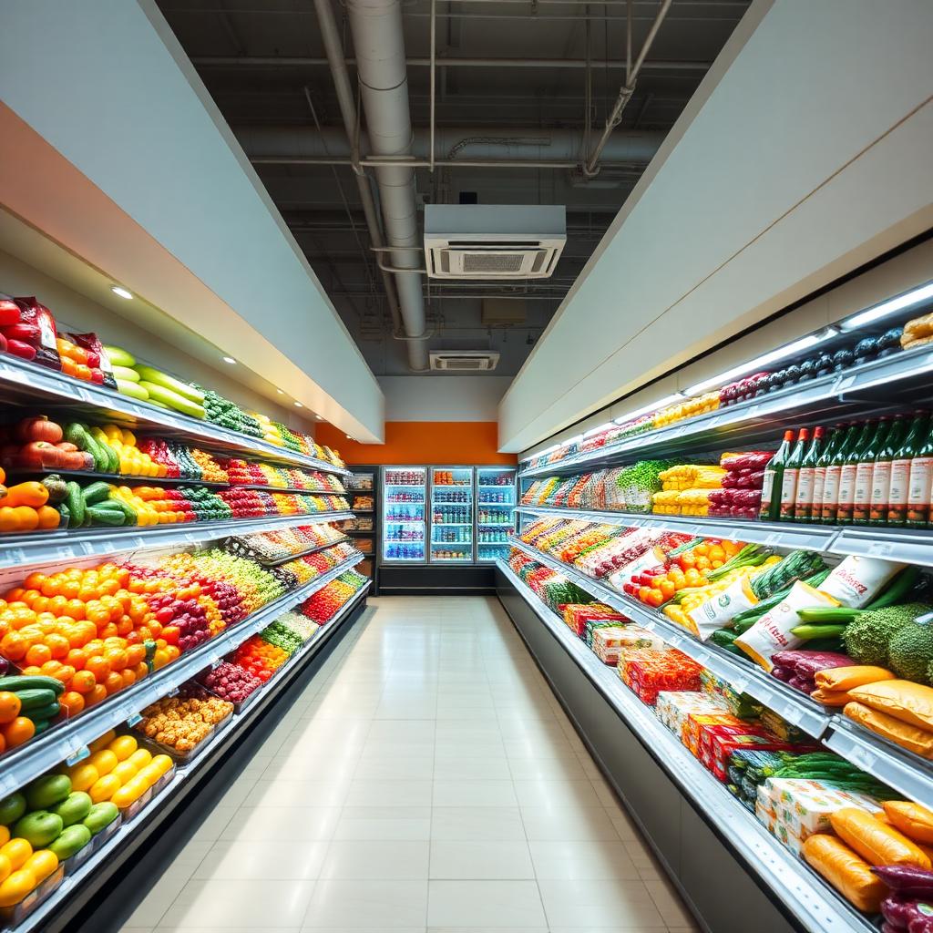 Pasillo de supermercado con producto fresco